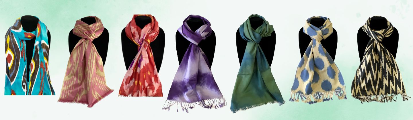 Uzbek Handwoven Silk Scarves