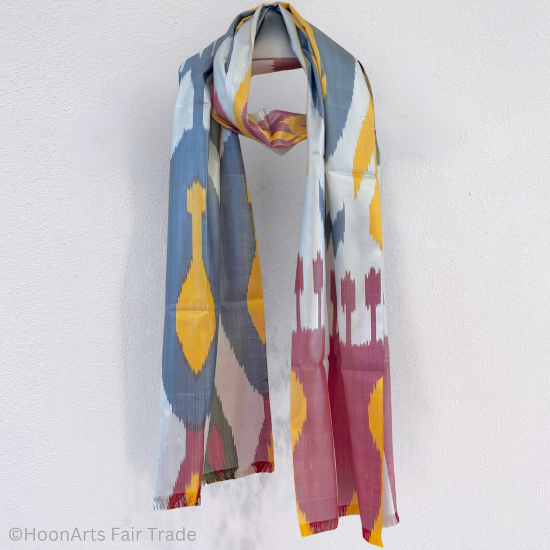 Maryam Silk Ikat Scarf natural background