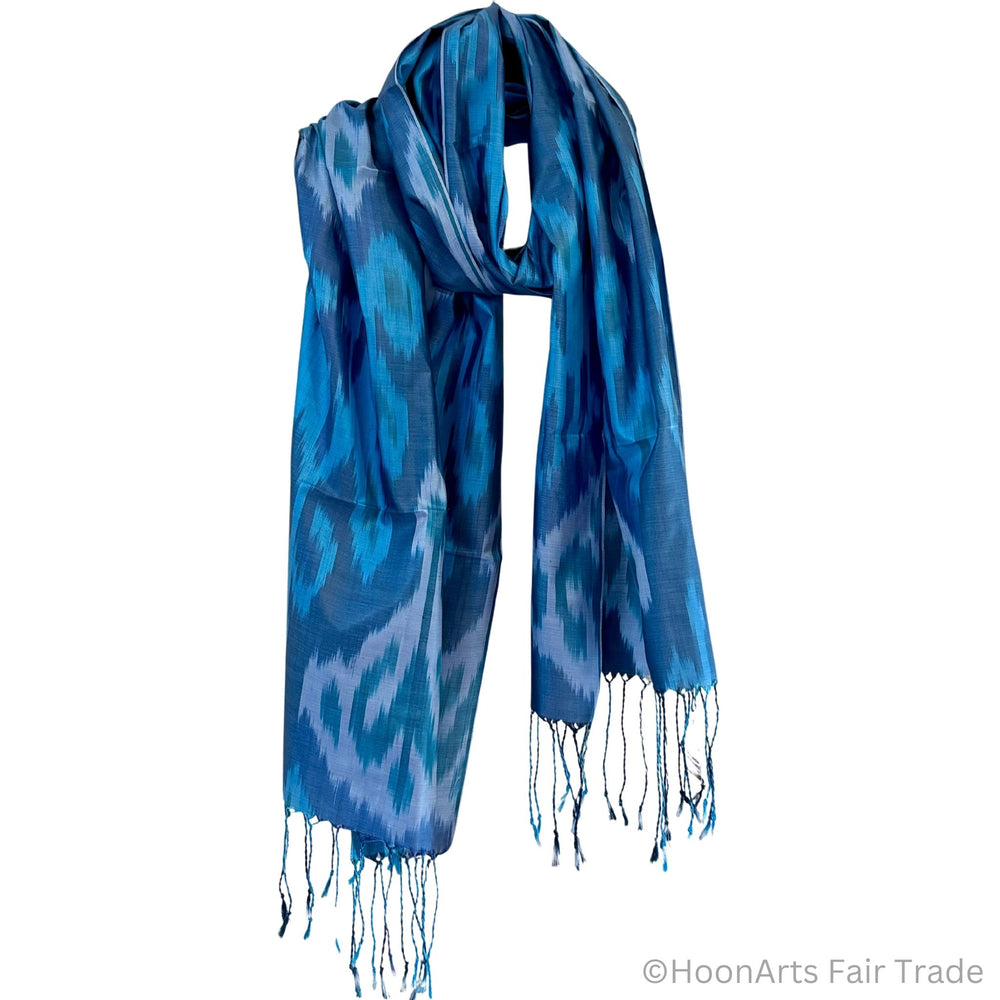 Sabina Silk Ikat Scarf in white transparent background