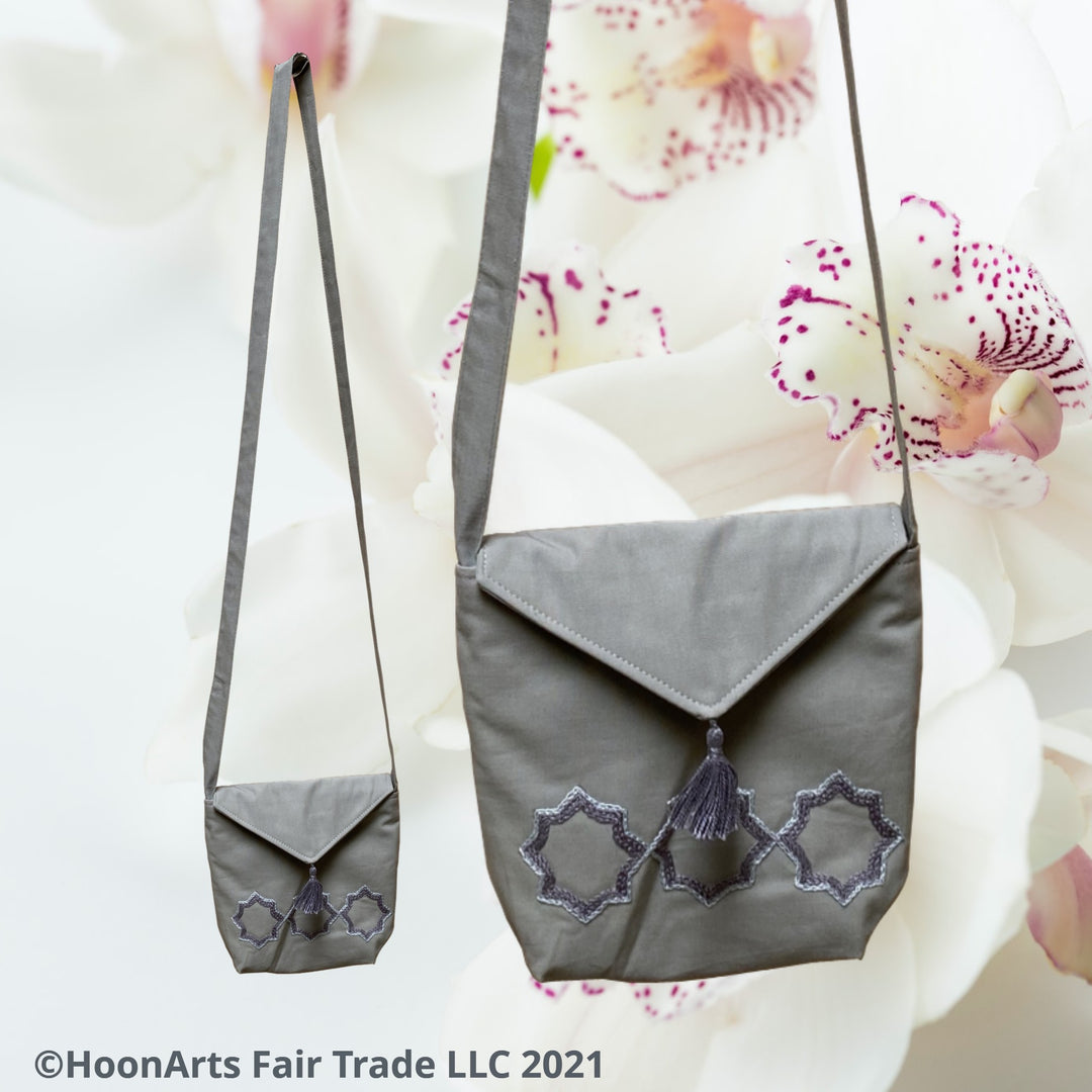 Beautiful Hand Embroidered Eastern Star Design Cross-Body Bag | HoonArts