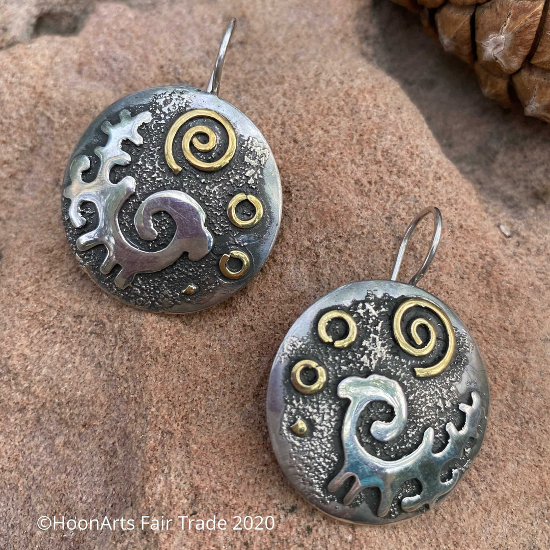 Handmade Silver Earrings from Kyrgyzstan-Sheep Figure-"Nazira"