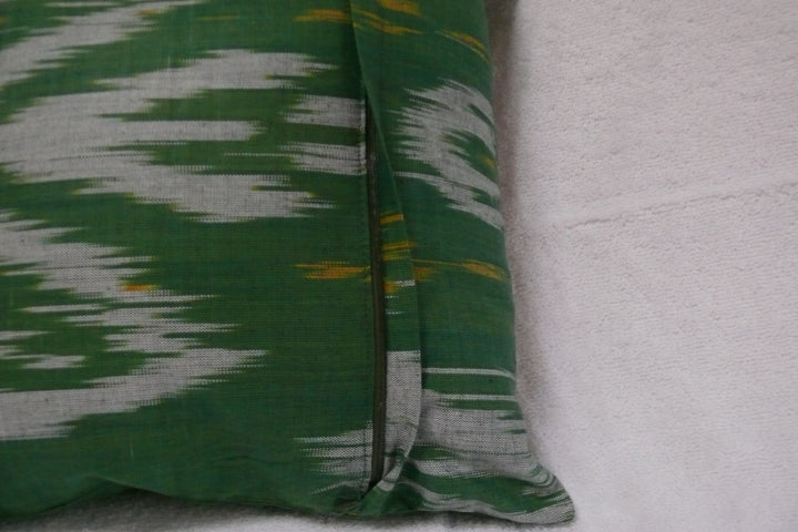 Ikat and Embroidery Pillow Cover, "Kurok" (Patchwork), - HoonArts - 3