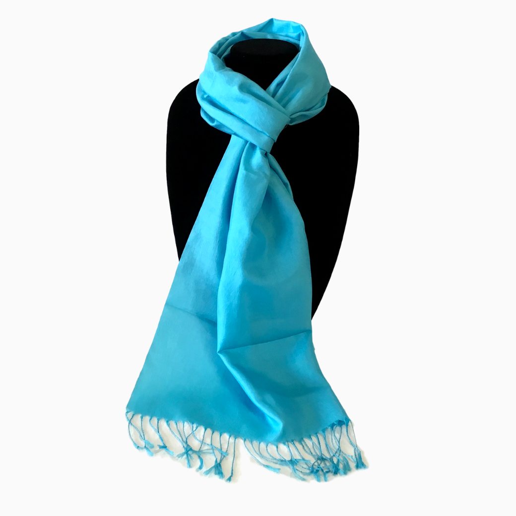 Handwoven Silk Scarf-Turquoise