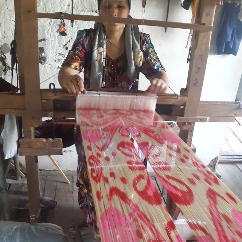 Ikat weaving in Uzbekistan