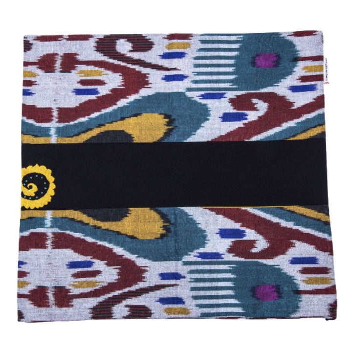 Ikat and Suzani Embroidery Pillow Cover, "Mavj" (Ripple) - HoonArts - 4