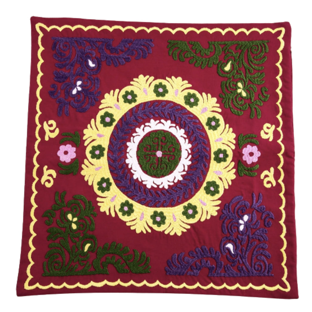 Hand Embroidered Suzani Pillow Cover - Kulob - HoonArts - 1
