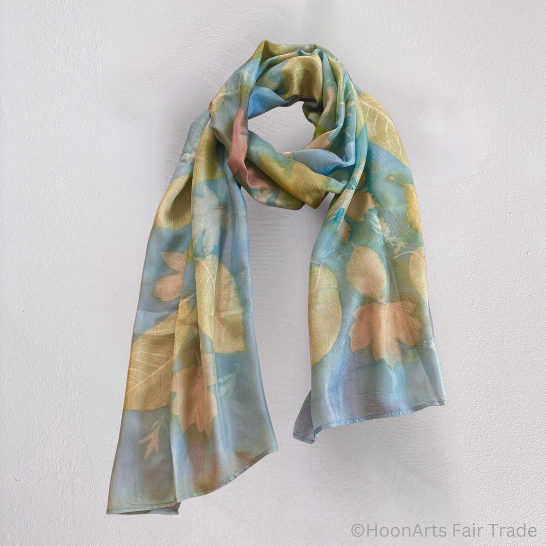 Baby Blue Eco - Printed Silk Scarf light grey natural background