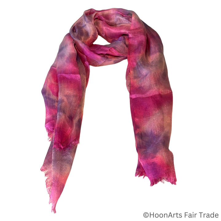 Featherweight silk scarf with vibrant colors in Fuchsia Purple