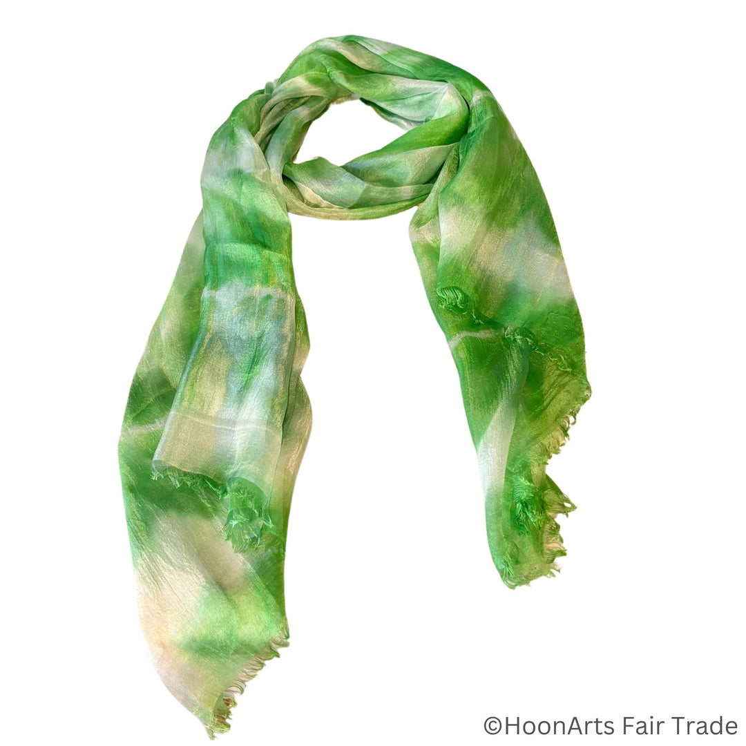 Translucent silk scarf showcasing the beauty of hand-dyeing techniques