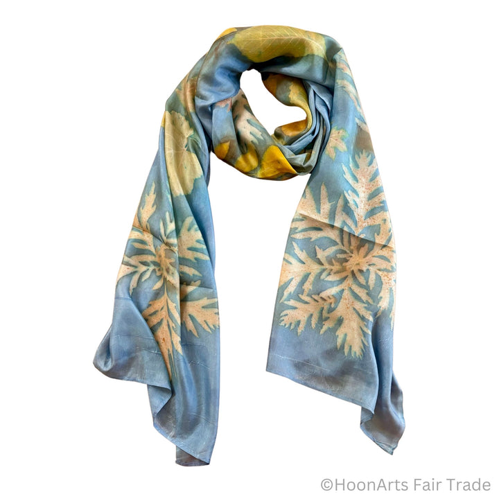 Light Indigo Eco - Printed Silk Scarf white transparent background