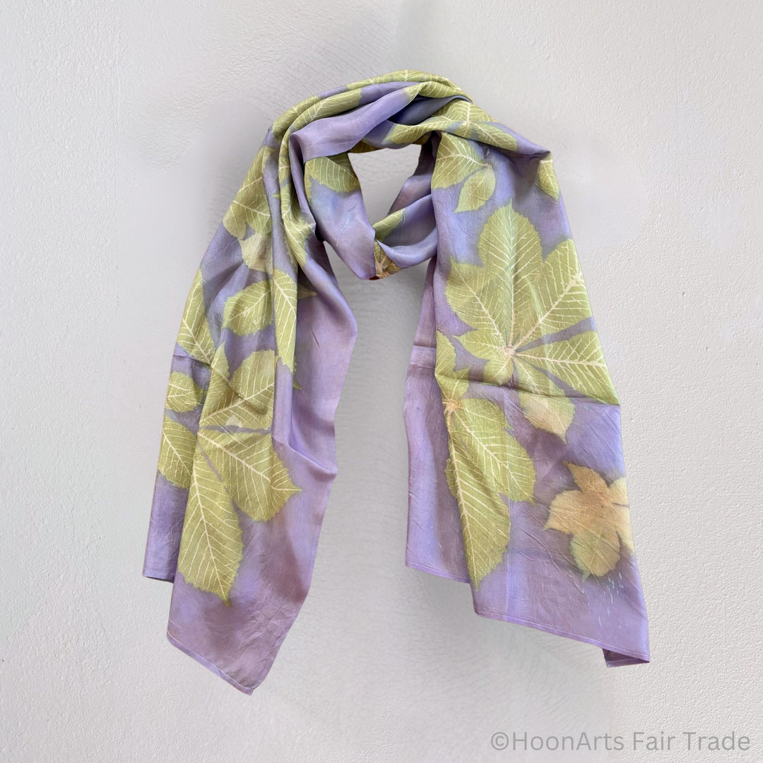 Lavender Eco - Printed Silk Scarf light grey natural background
