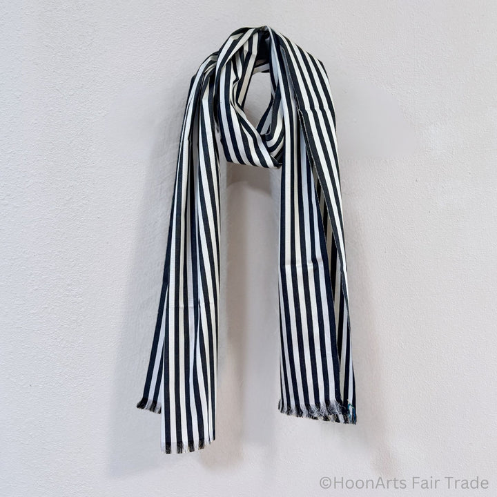 Maftuna Silk - Cotton Ikat Scarf light grey background