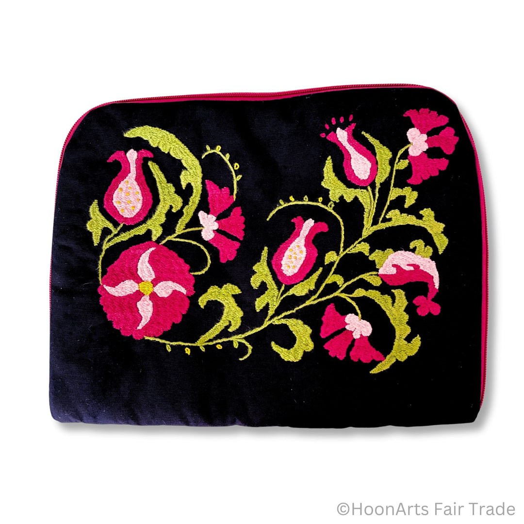 Black pomegranate embroidered iPad cover
