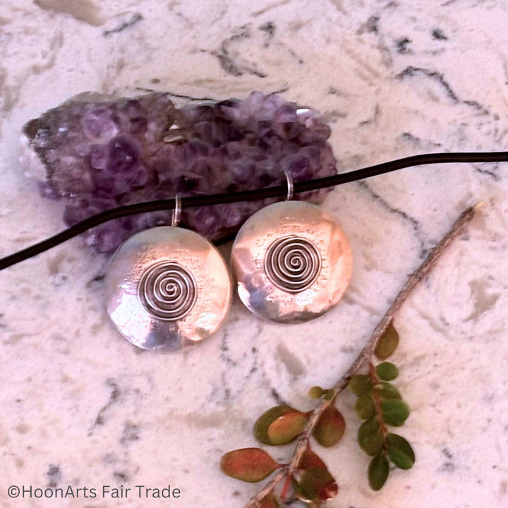 Fair trade artisan-made silver earrings from Kyrgyzstan