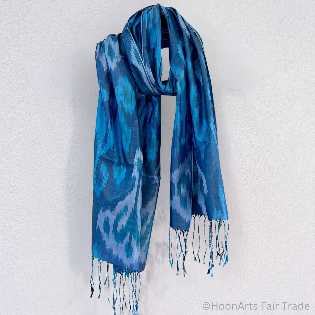 Sabina Silk Ikat Scarf in light background