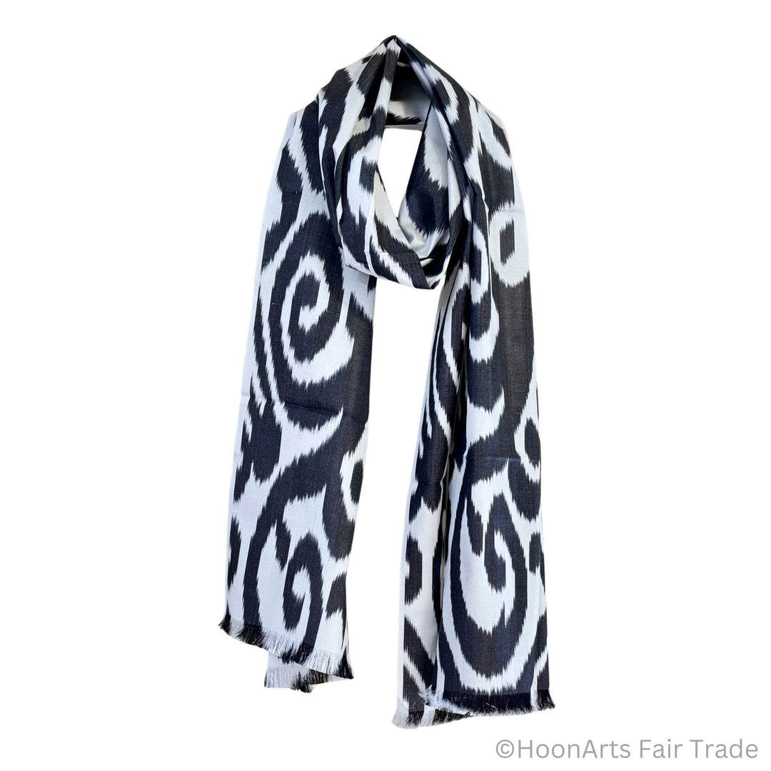 Sariya Cotton - Silk Ikat Scarf white transparent background