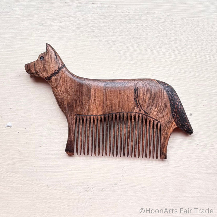 tiny dog comb unique hair ornament made out of walnut