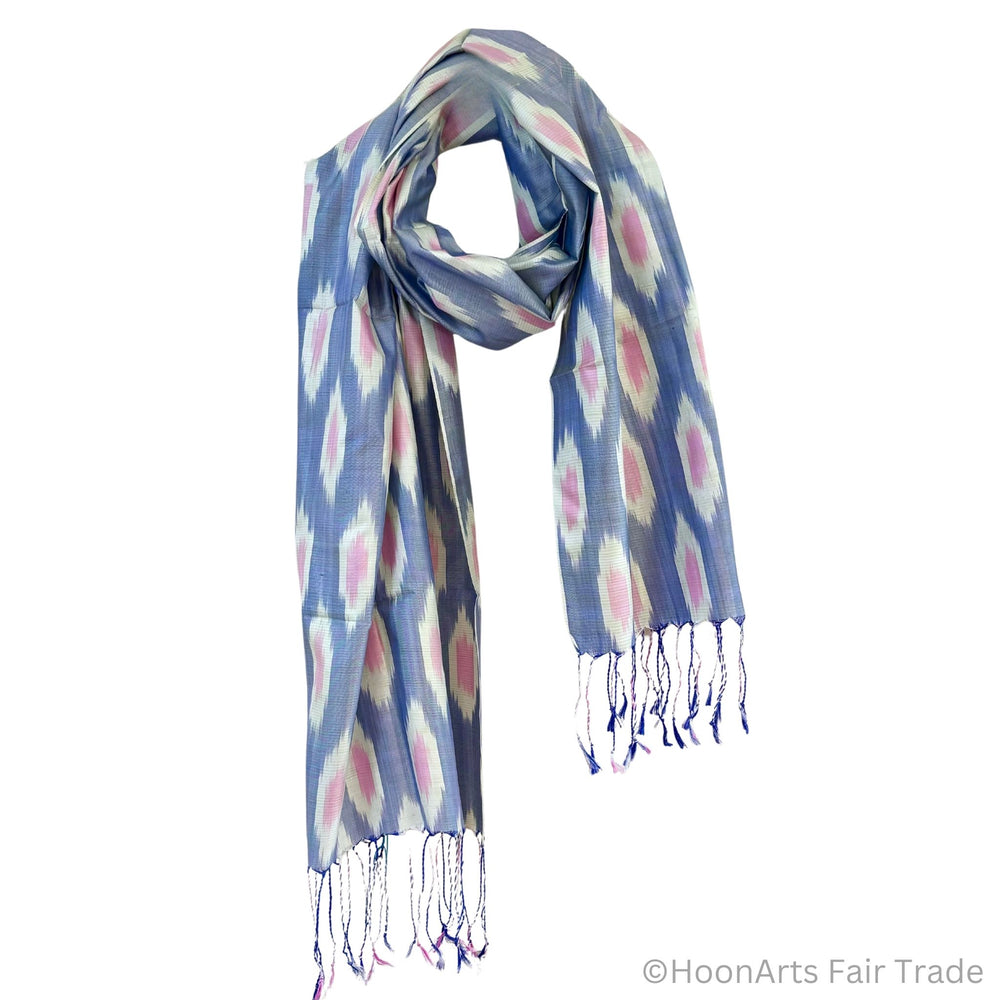 Zahro Silk Ikat Scarf white transparent background