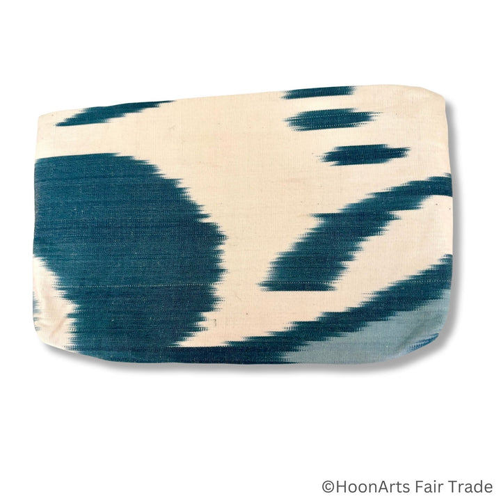 Handwoven ikat clutch with zippered closure
