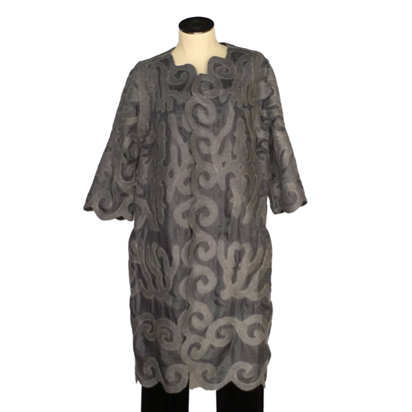 Long Kyrgyz Felted Silk Jacket-Grey