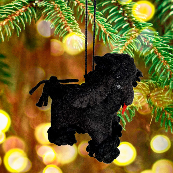 Poodle handmade hanging felted Christmas ornament
