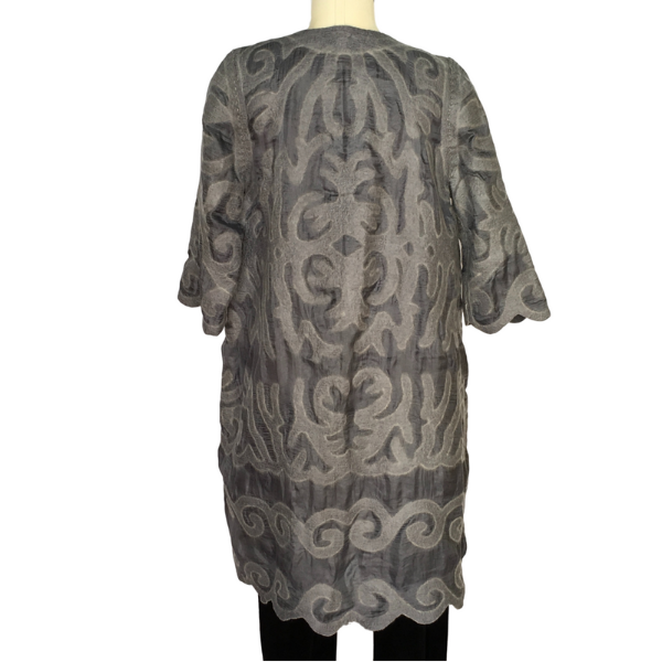Kyrgyz Grey Felted Silk Jacket-Long