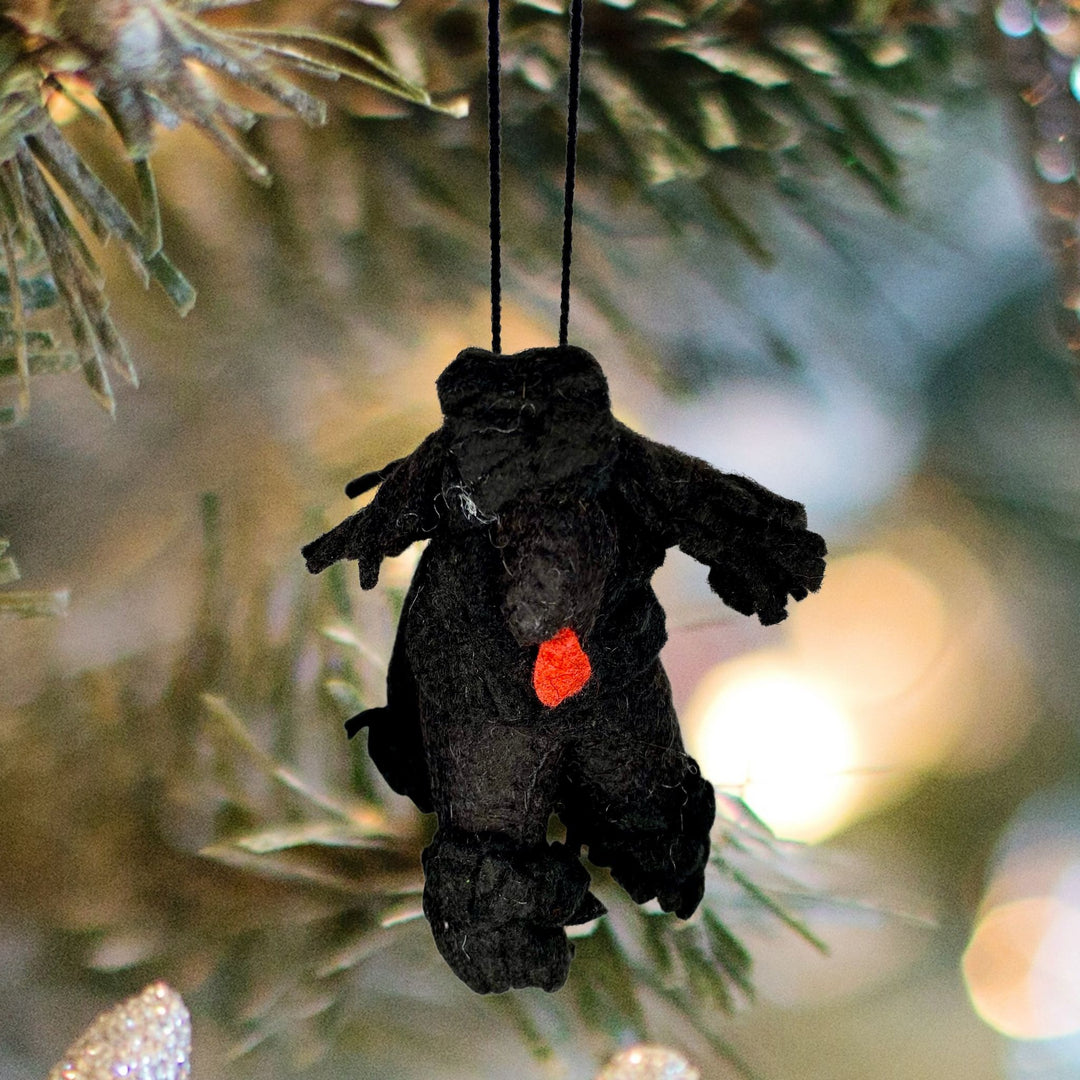 Black Poodle Hanging Christmas Ornament