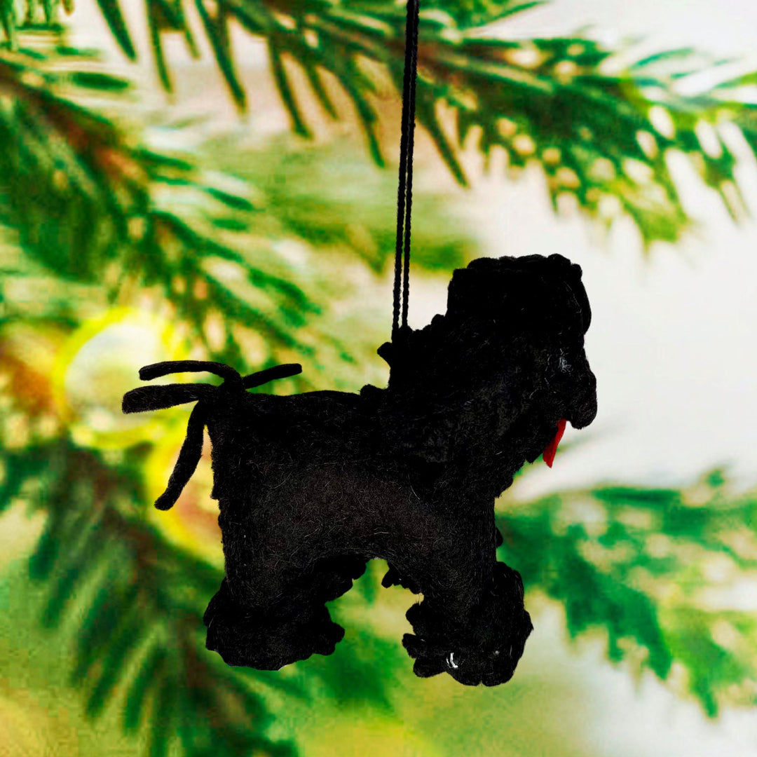 Dog poodle hanging Christmas ornament from Kyrgyzstan