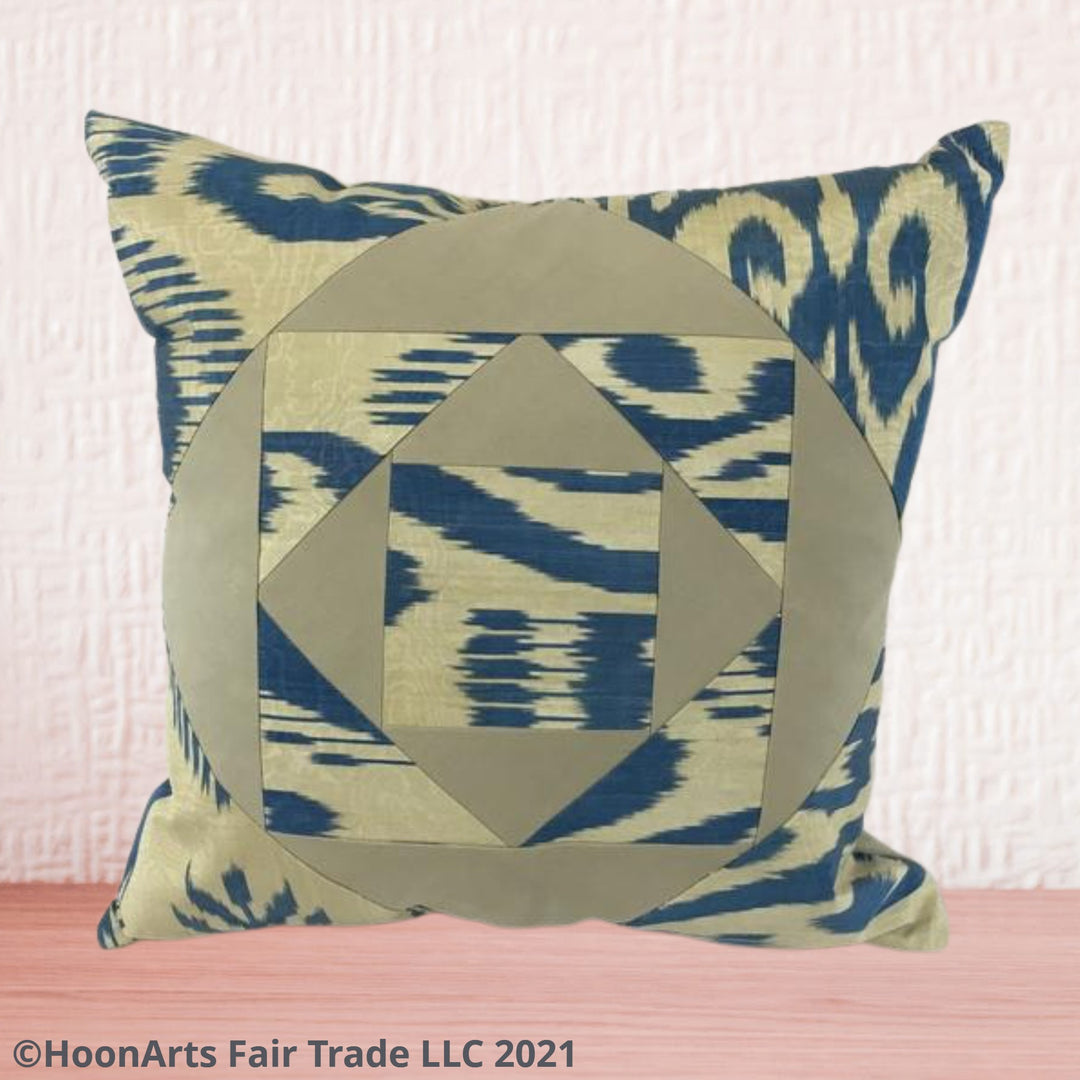 Anor (Pomegranate) Ikat Patchwork-20" Pillow Cover