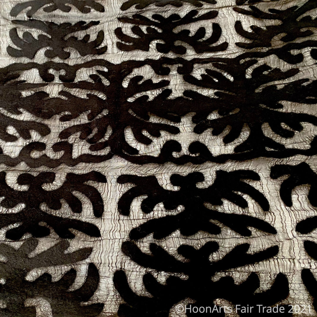 Kyrgyz felted Eagle Pattern on Sheer Shawl-Closeup | HoonArts