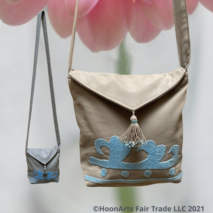 HoonArts Fair Trade Blue Embroidered Suzani Shoulder Bag 