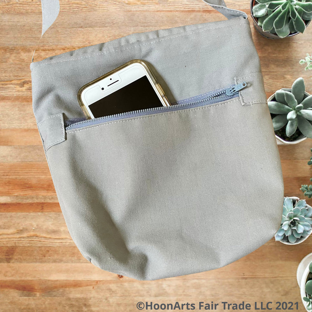 Blue Suzani Shoulder Bag Back Side with Back Pocket For Phone Or Any Small Essentials | HoonArts