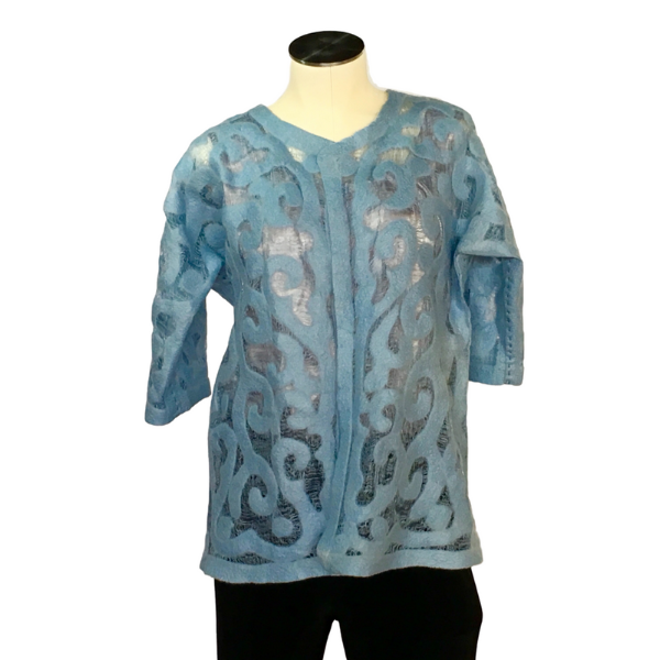Blue Felted Silk Jacket from Kyrgyzstan