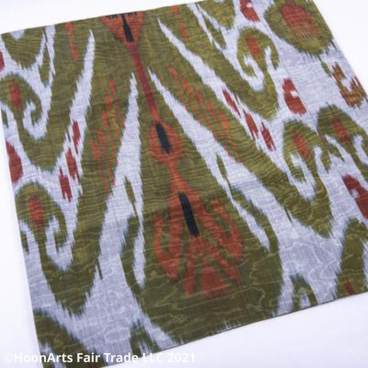 Ikat and Suzani Embroidery Pillow Cover, "Charkhi Gardun" - HoonArts - 2