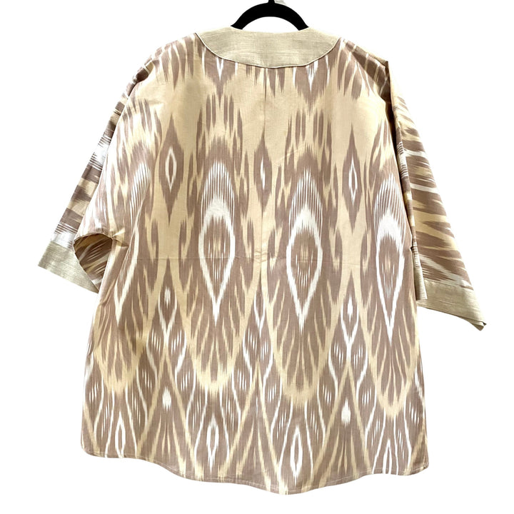 Cocoa Embroidered Ikat Jacket Kimono Back View White Background