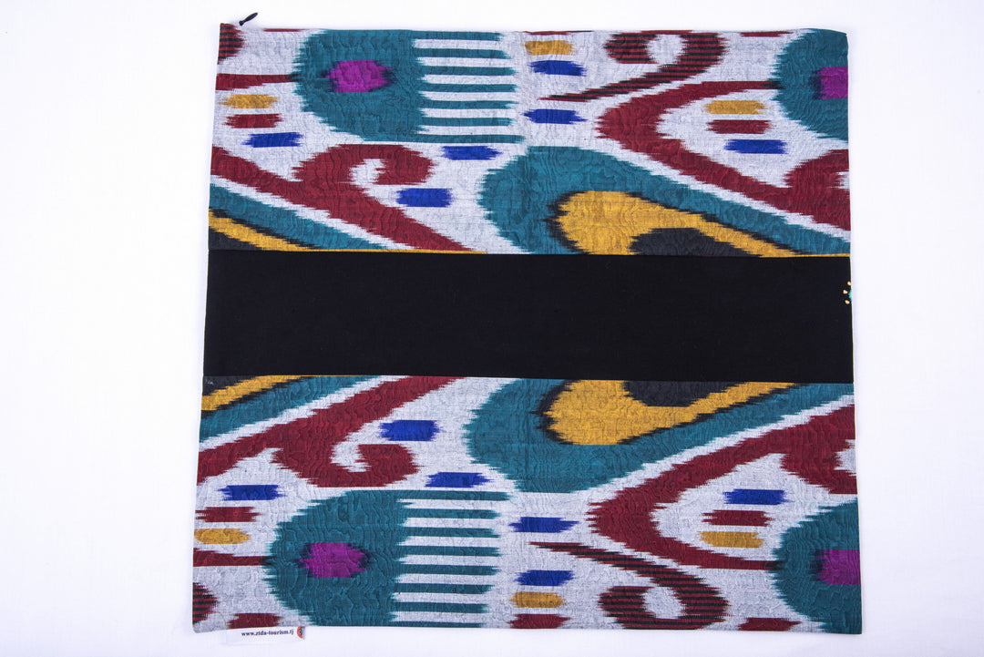 Ikat and Suzani Embroidery Pillow Cover, "Mavj" (Ripple) - HoonArts - 2