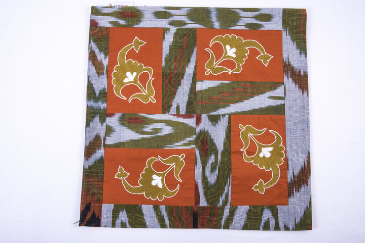 Ikat and Suzani Embroidery Pillow Cover, "Charkhi Gardun" - HoonArts - 3