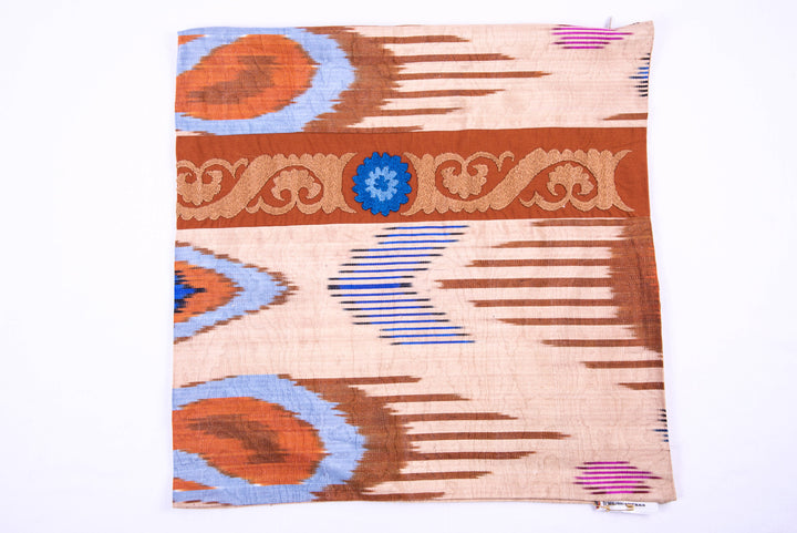 Ikat and Suzani Embroidery Pillow Cover, "Panjakenti" - HoonArts - 1