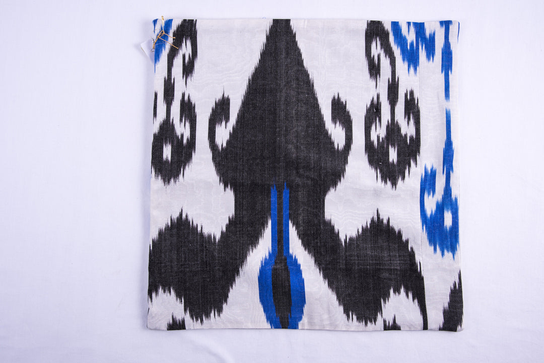 Ikat and Suzani Embroidery Pillow Cover, "Anor" (Pomegranate) - HoonArts - 6