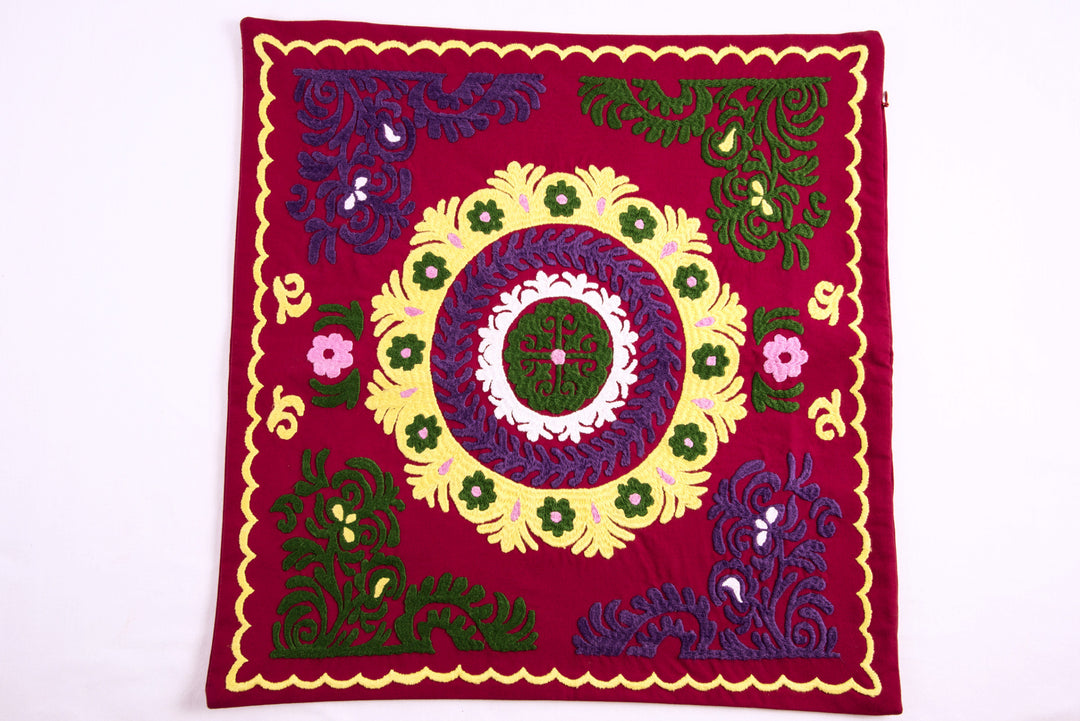 Hand Embroidered Suzani Pillow Cover - Kulob - HoonArts - 1