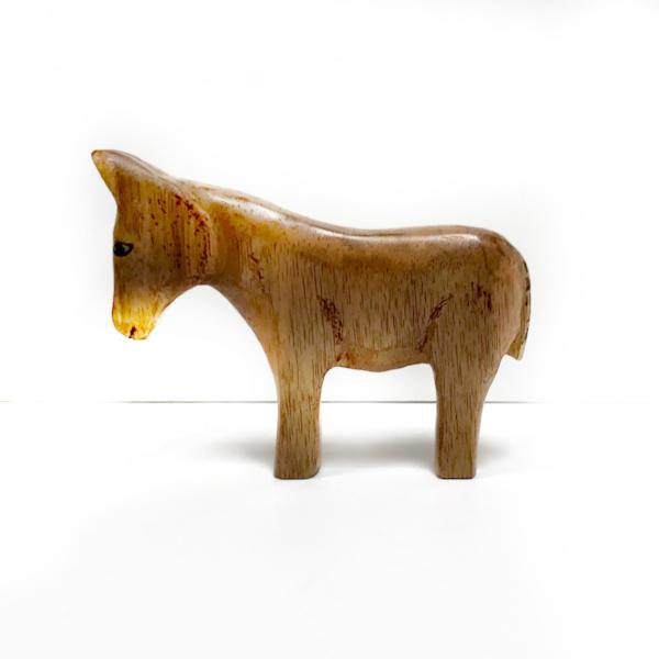 Hand Carved Miniature Wooden Donkey