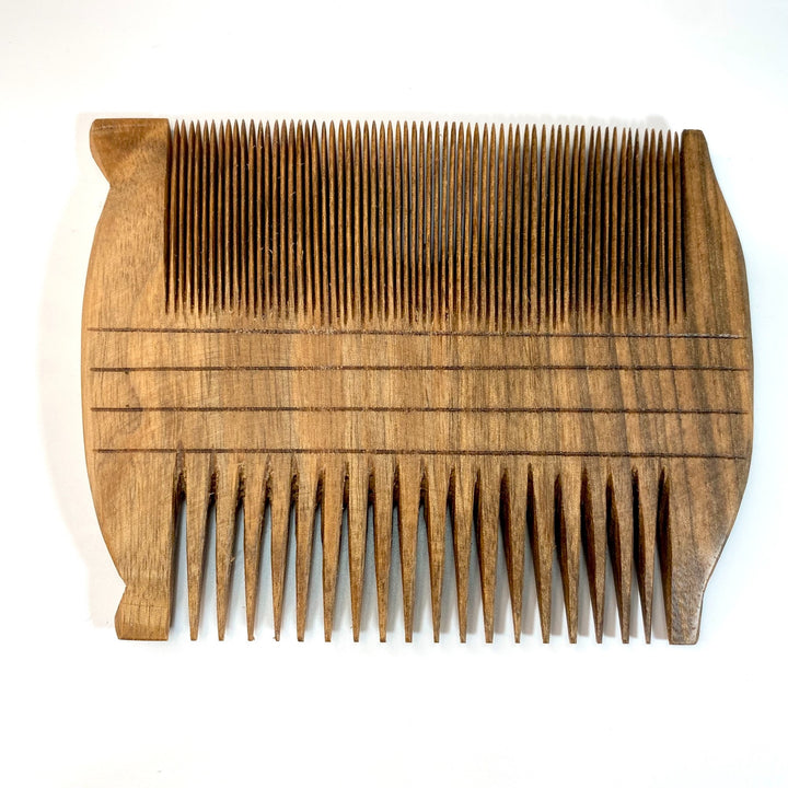 Egyptian Comb Reproduction-Hand-Carved from Walnut Wood-Large Size (Exact Size Duplicate) on White Background