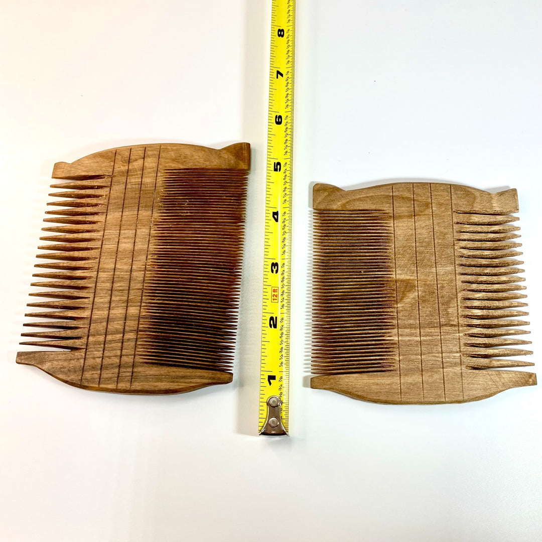 Hand-Carved Reproductions of Ancient Egyptian Comb-Walnut Wood-Showing Comparison Length of Large and Small Sizes