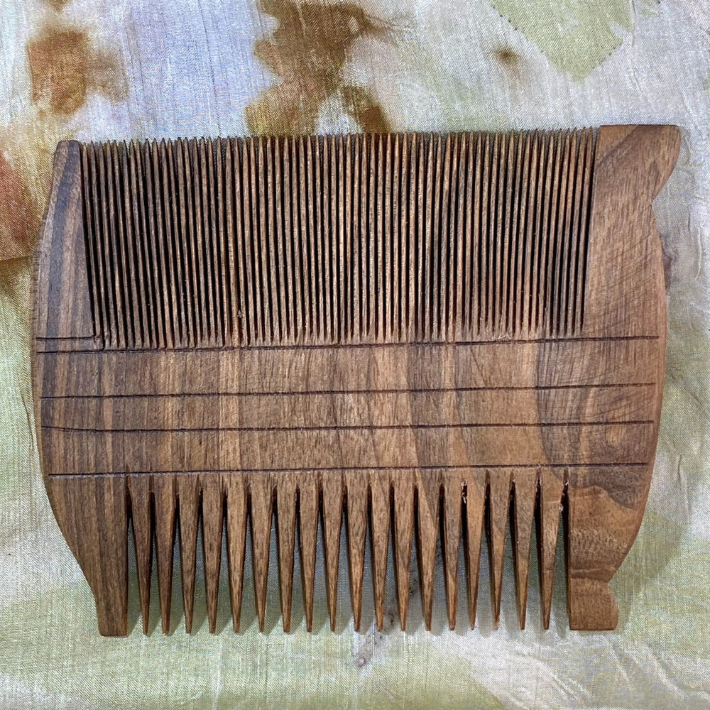 Exact Size Replica of Ancient Egyptian 2-Sided Comb, Hand-Carved from Walnut Wood