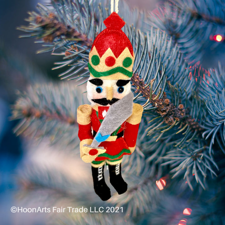 Nutcracker Felt Ornament -Red with Sword | HoonArts