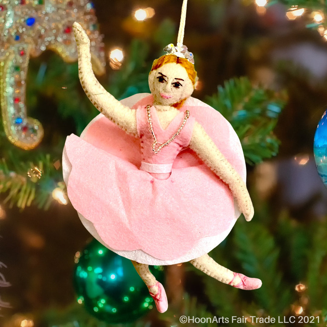 Sugar Plum Fairy from the Nutcracker Felt Ornament-Handmade in Kyrgyzstan | HoonArts