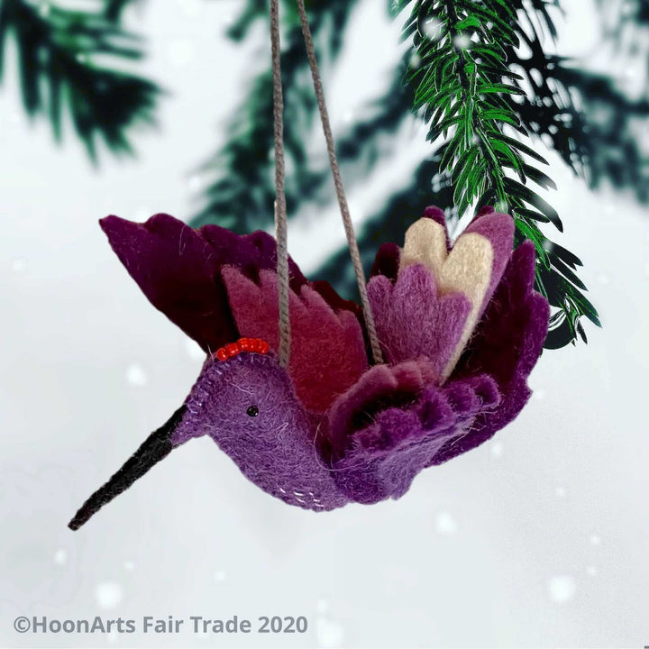 Handmade Kyrgyz Felted Hummingbird Ornament