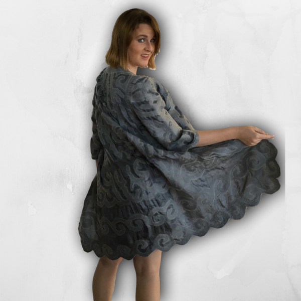 Grey Silk Felted Jacket from Kyrgyzstan