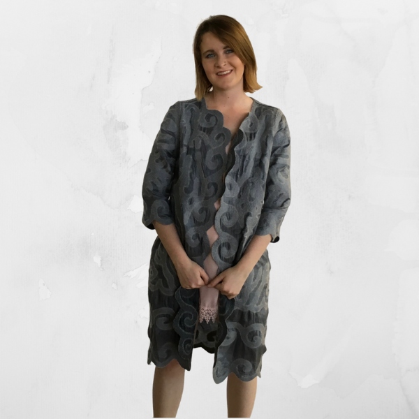 Kyrgyz Grey & Charcoal Felted Silk Jacket