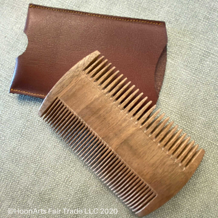 Hand Carved Walnut Beard Comb